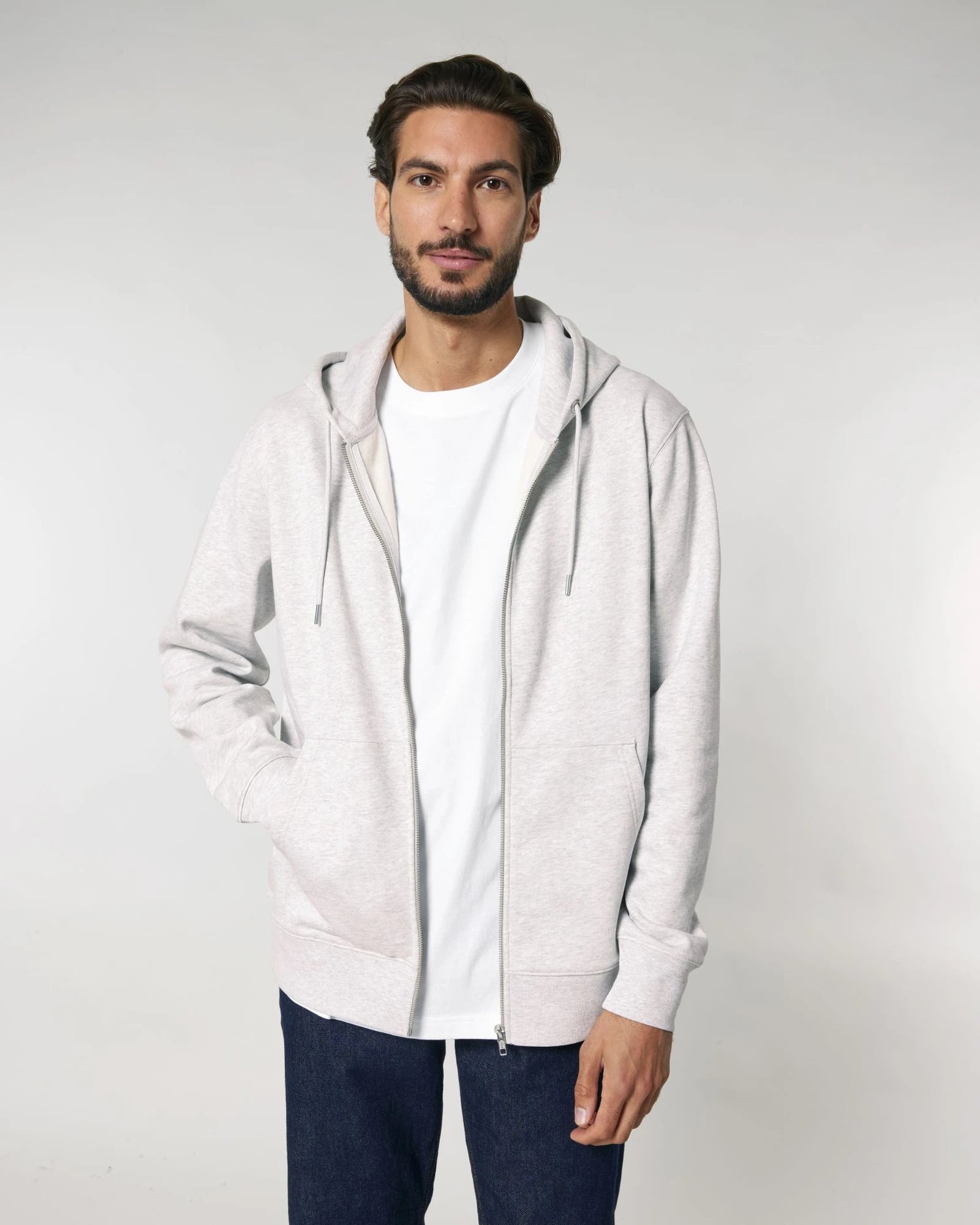 Felpa con zip Stanley/Stella Cultivator 2.0 da personalizzare - grigio melange freddo