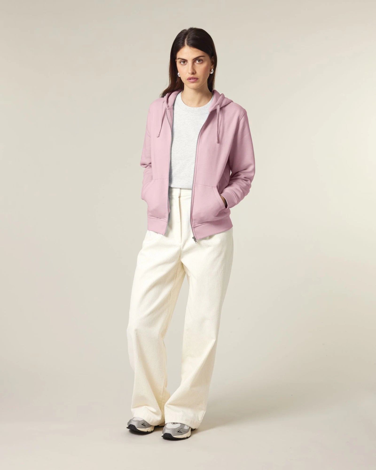 Felpa con zip Stanley/Stella Mixer da personalizzare - Rosa Cotone