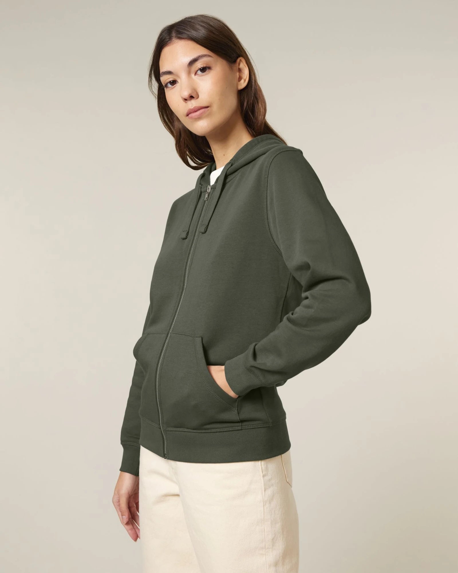Felpa con zip Stanley/Stella Mixer da personalizzare - Kaki