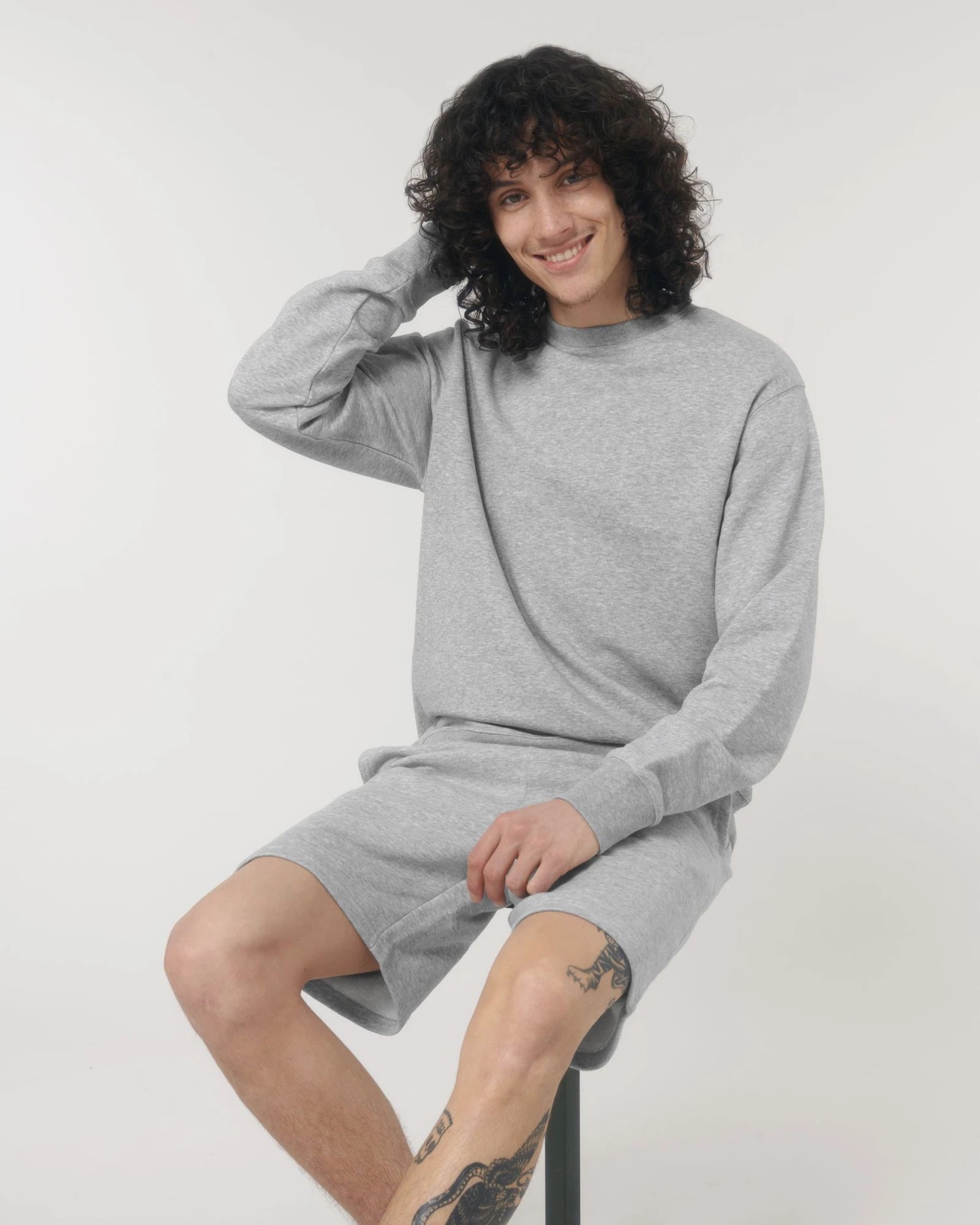 Felpa cotone bio Stanley/Stella Matcher da personalizzare - Grigio melange