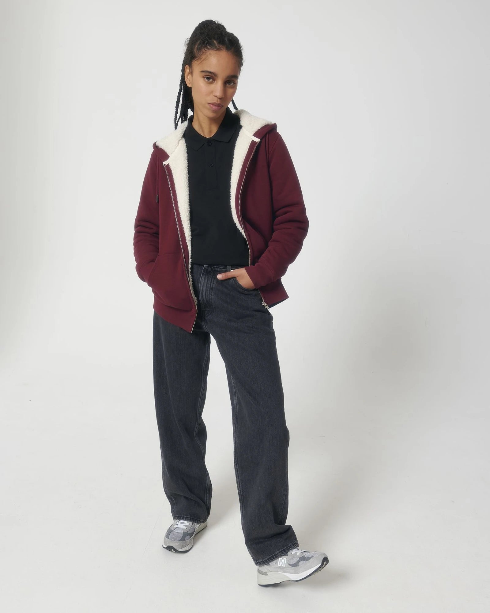 Felpa zip cotone bio Stanley/Stella Hygger da personalizzare - Bordeaux