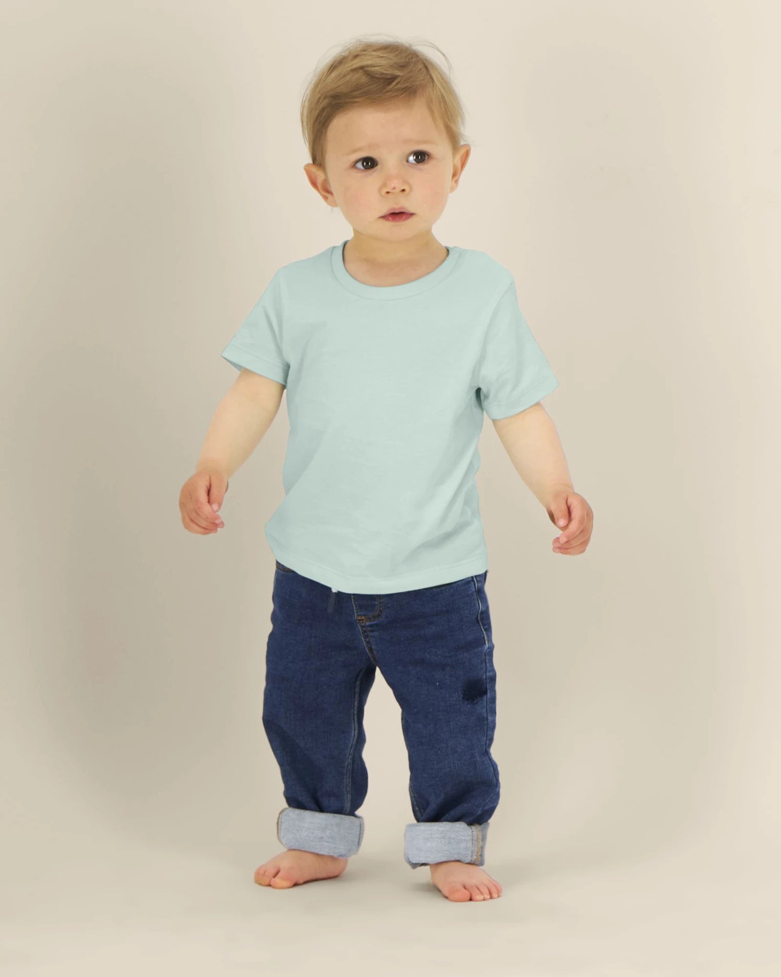 T-shirt neonato cotone bio Stanley/Stella Iconic da personalizzare - Blu Caraibi