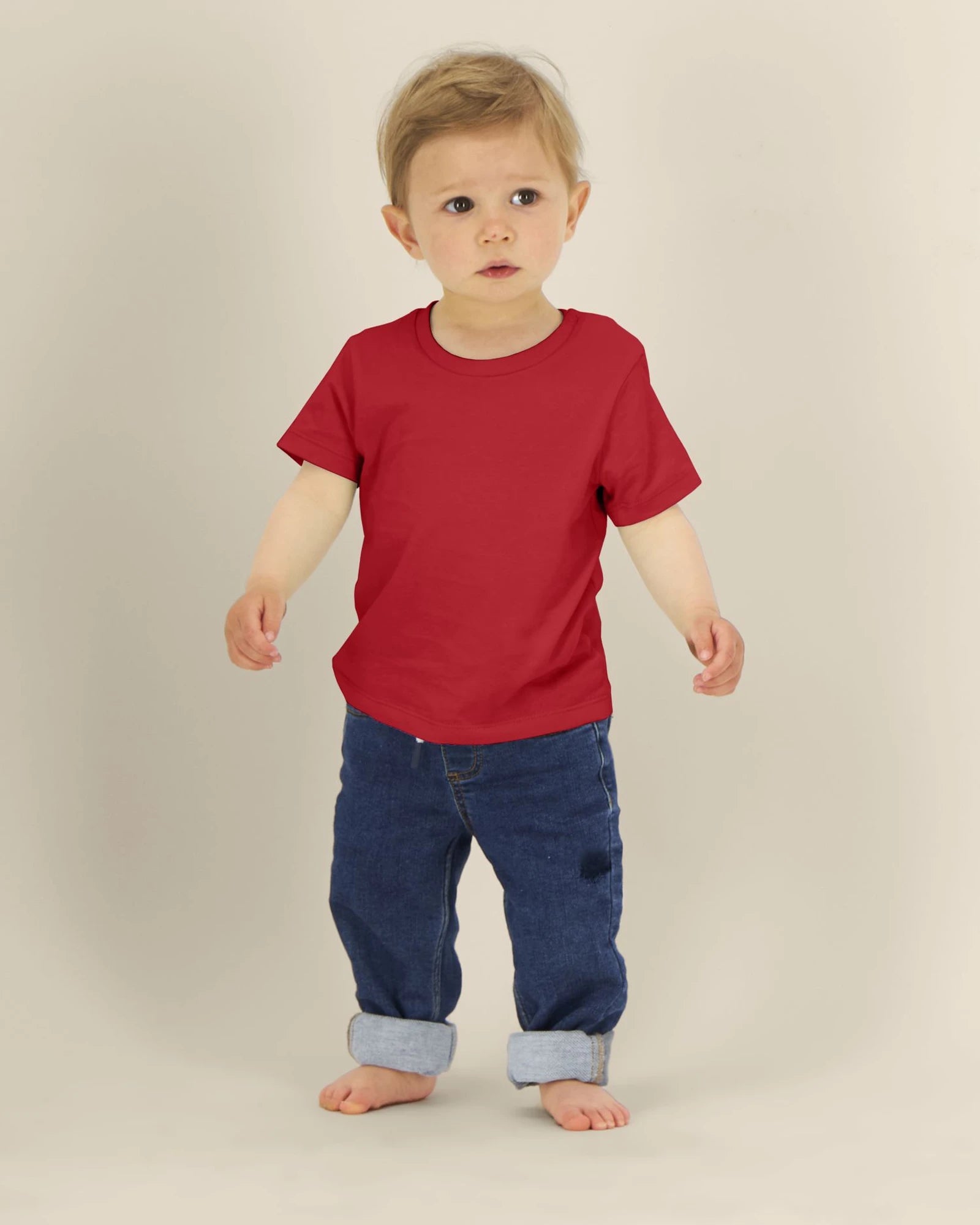 T-shirt neonato cotone bio Stanley/Stella Iconic da personalizzare - Rosso