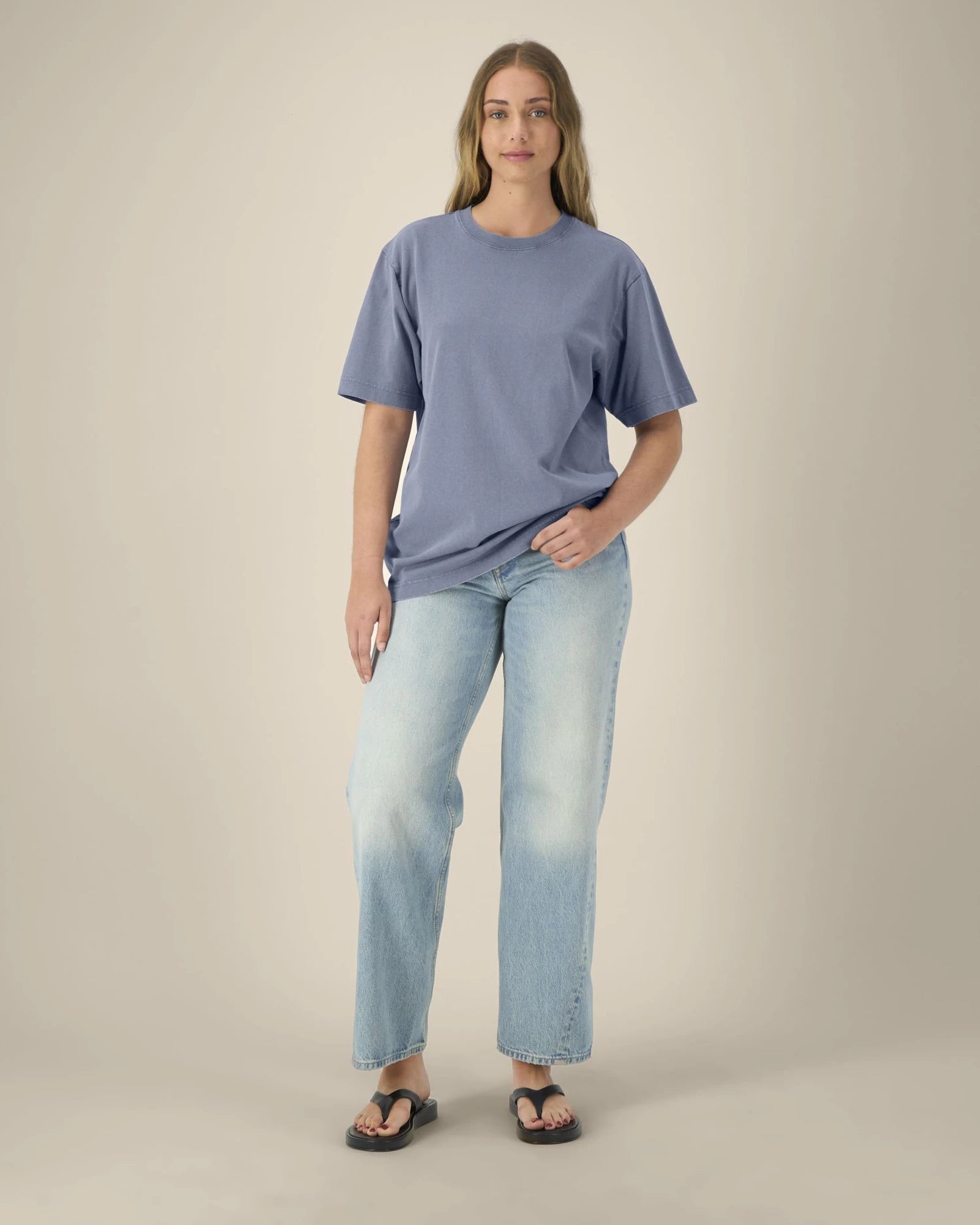 T-shirt manica lunga cotone bio Stanley/Stella da personalizzare - Tinto in capo grigio blu