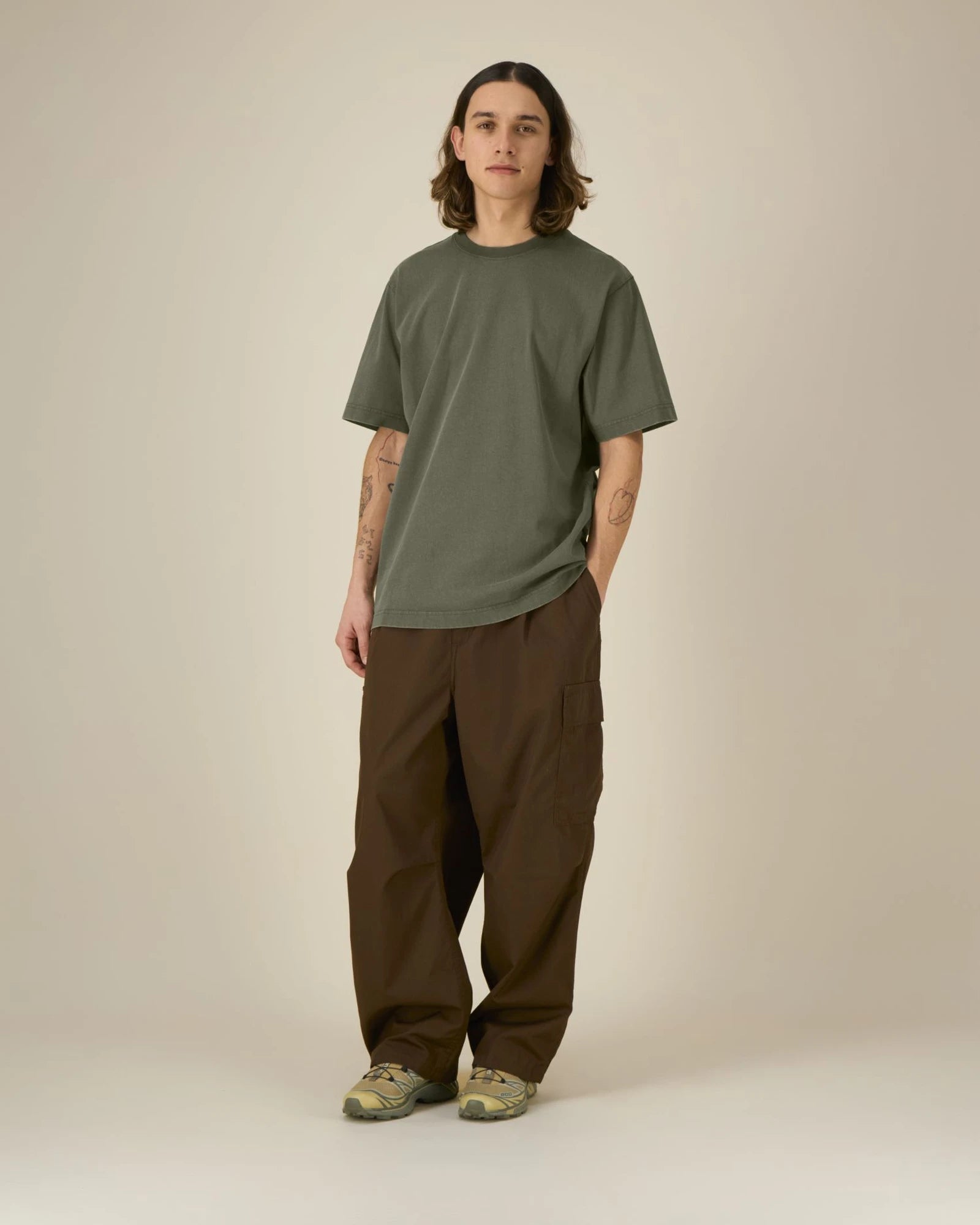 T-shirt manica lunga cotone bio Stanley/Stella da personalizzare - Tinto in capo kaki