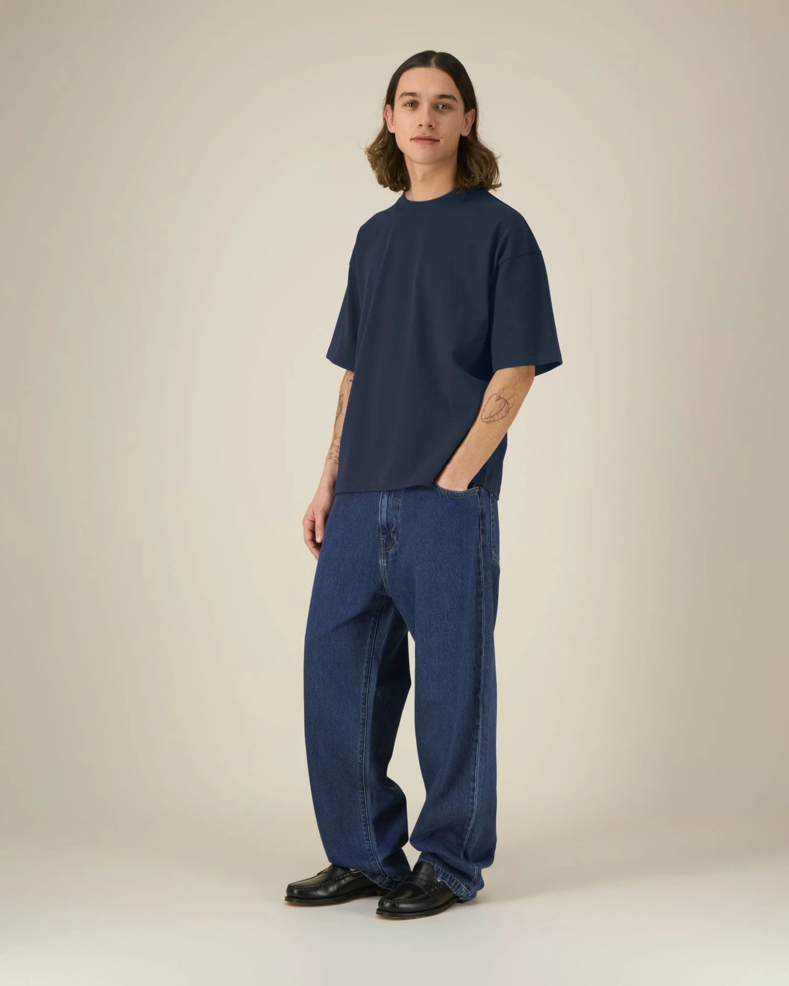 T-shirt oversize Stanley/Stella Asher da personalizzare - Blu Navy