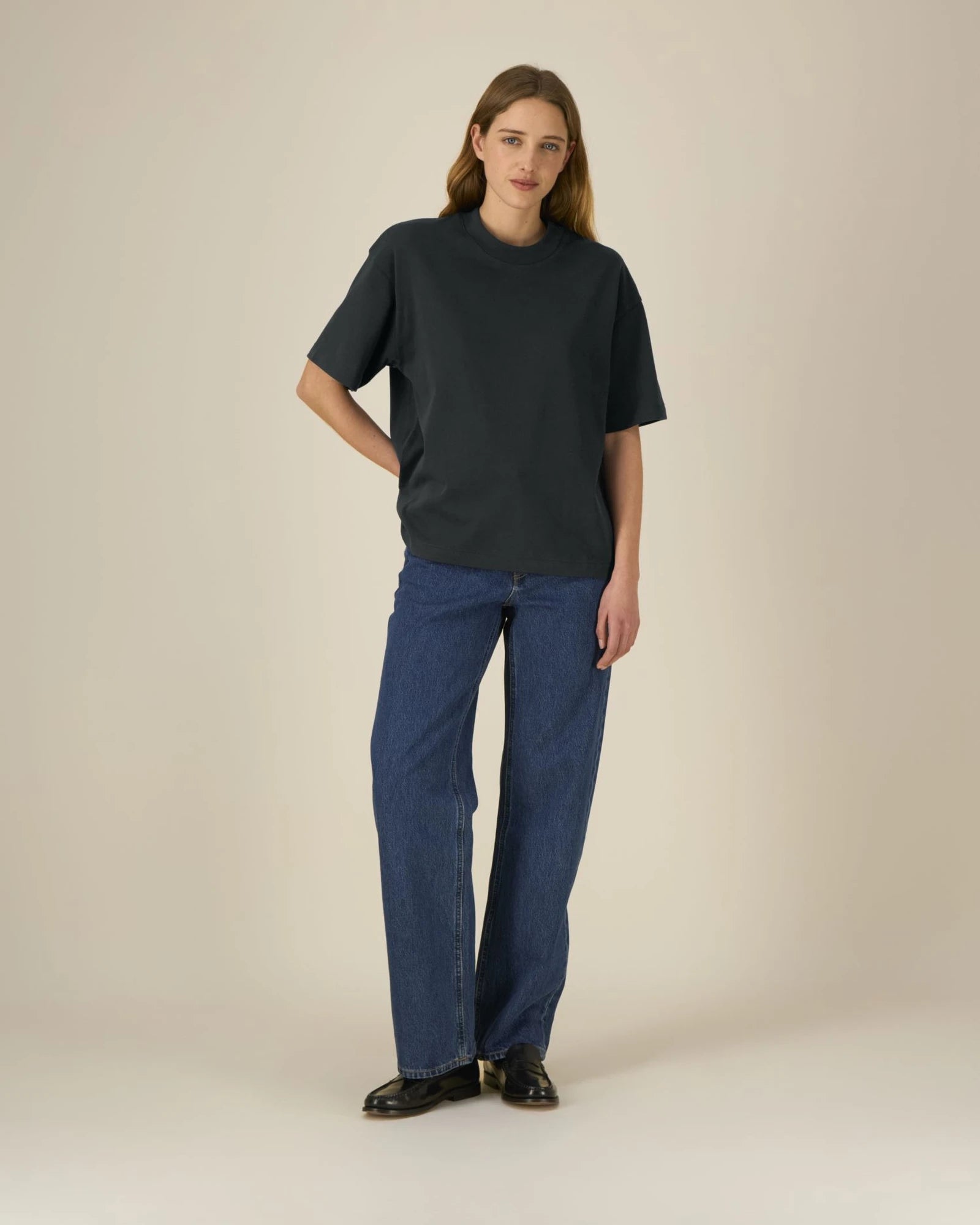 T-shirt oversize Stanley/Stella Asher da personalizzare - Nero