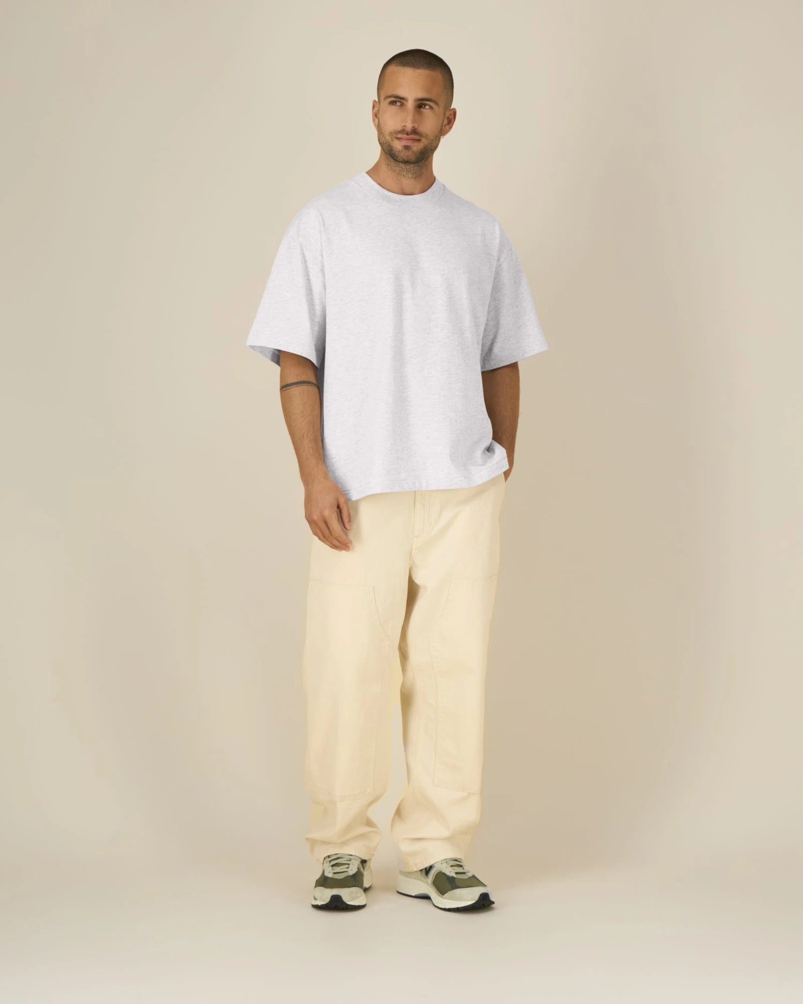 T-shirt oversize Stanley/Stella Asher da personalizzare - grigio melange freddo