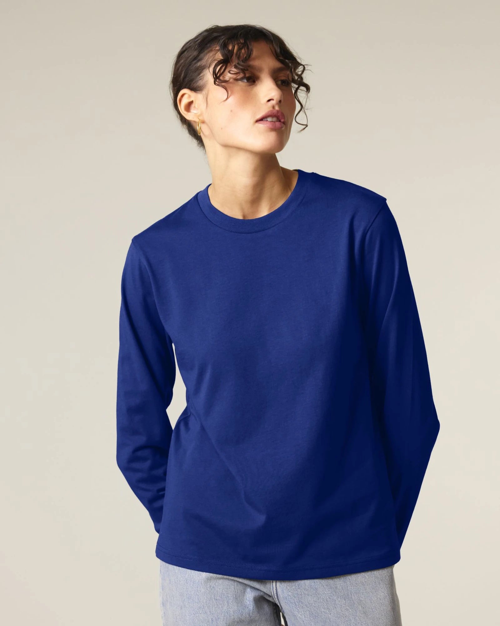 T-shirt manica lunga cotone bio Stanley/Stella da personalizzare - blu worker