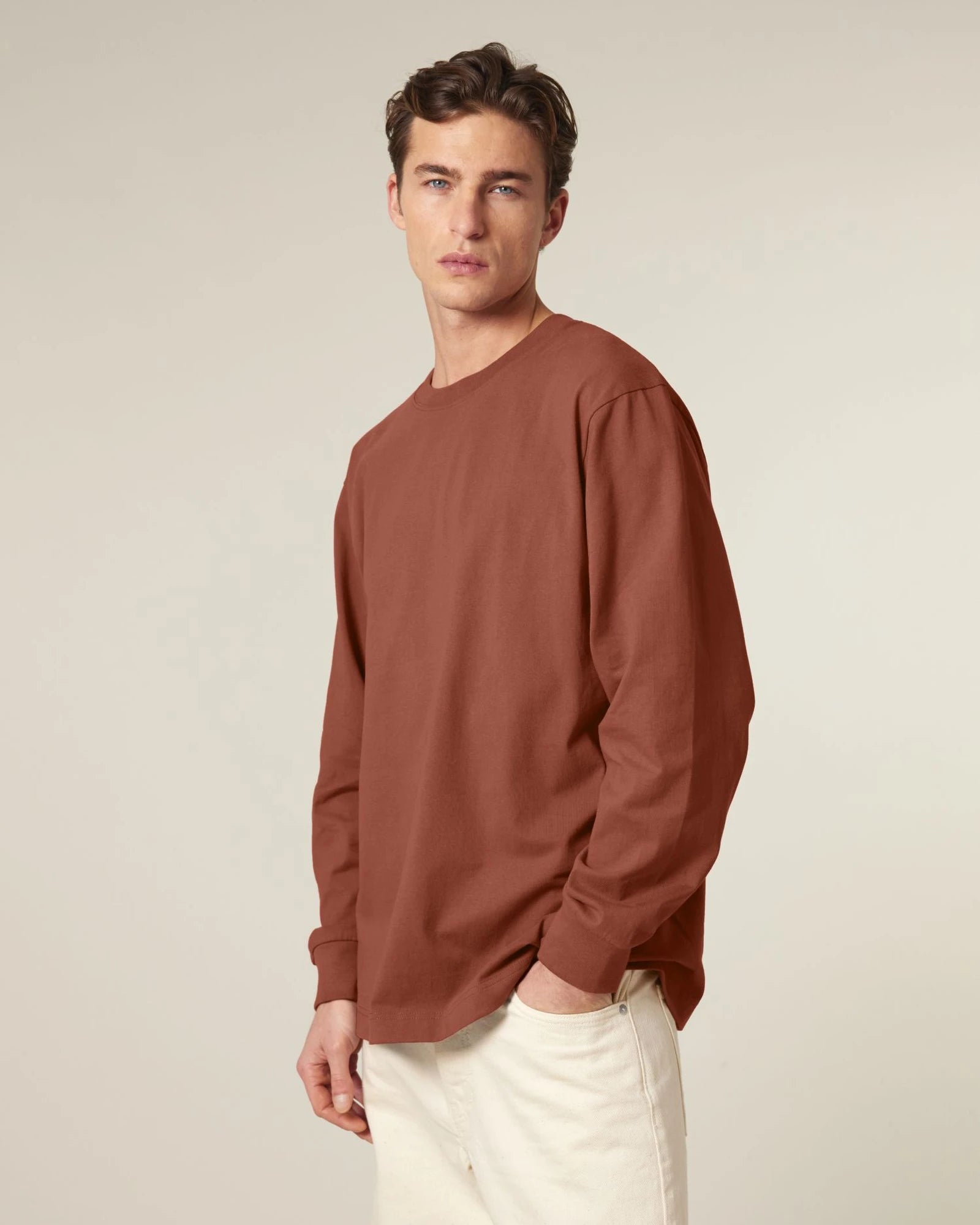 T-shirt manica lunga cotone bio Stanley/Stella da personalizzare - marrone heritage