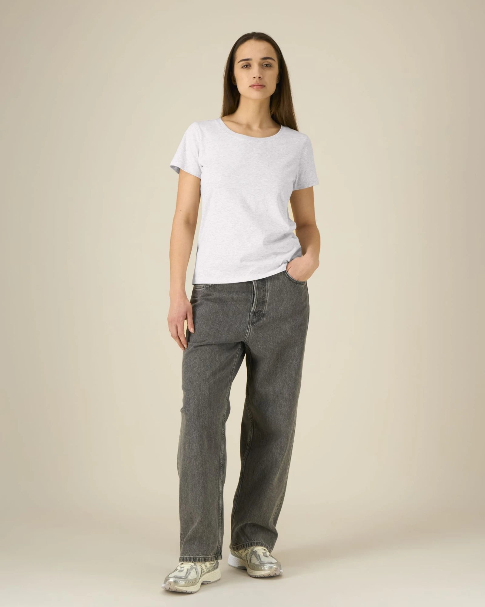 T-shirt donna cotone bio Expresser 2.0 da personalizzare - grigio melange freddo