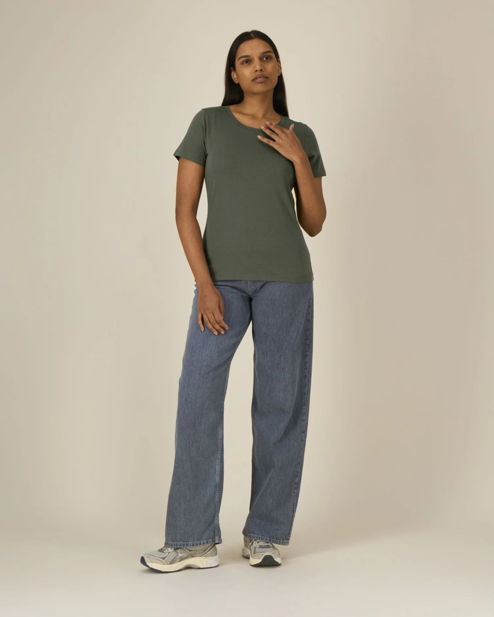 T-shirt donna cotone bio Expresser 2.0 da personalizzare - Kaki