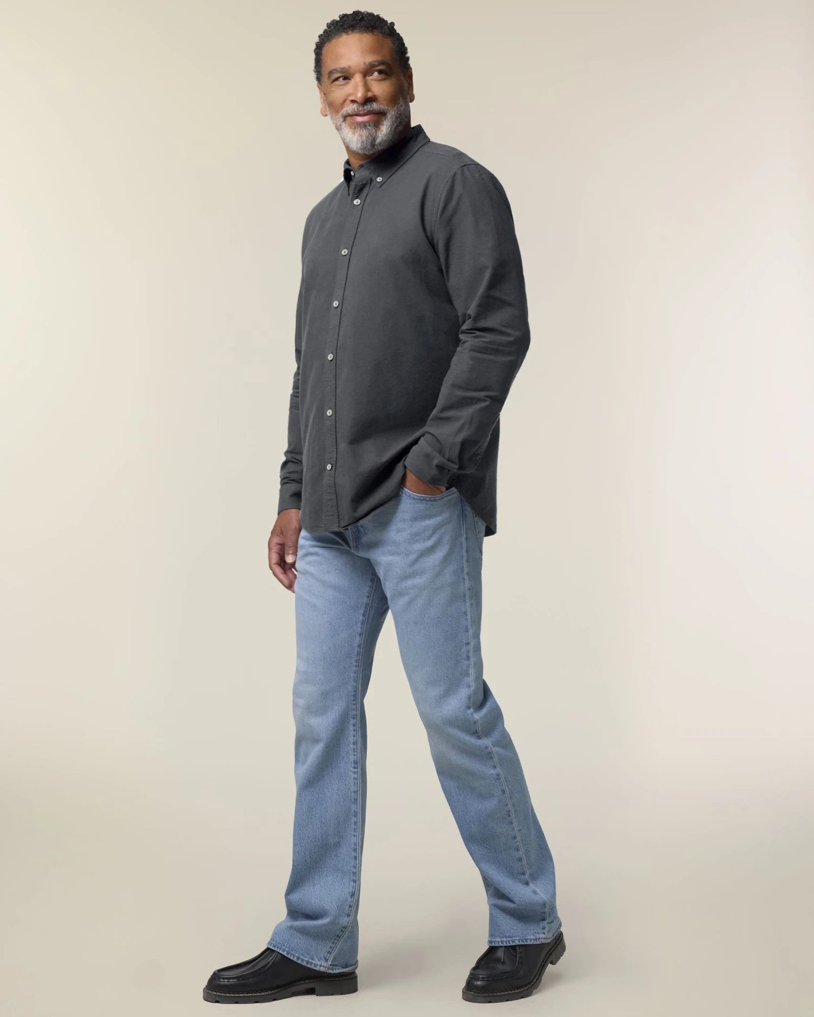Camicia cotone bio Stanley/Stella Oxford da personalizzare - Antracite