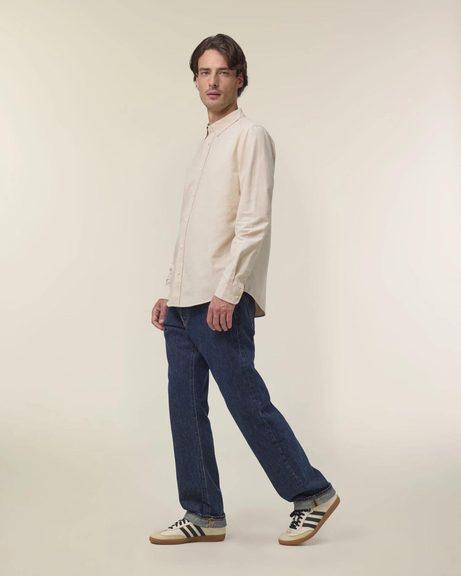 Camicia cotone bio Stanley/Stella Oxford da personalizzare - Beige Oxford