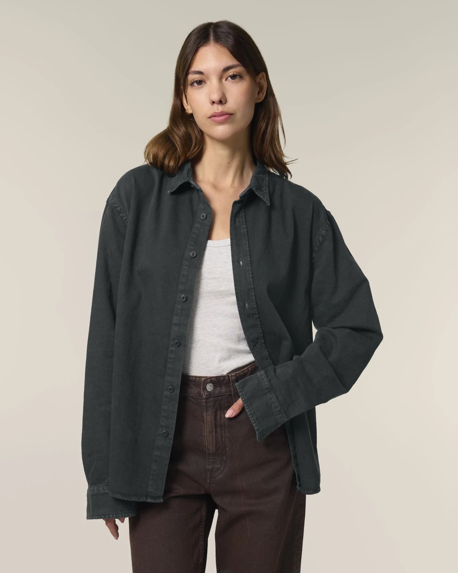 Camicia cotone bio Stanley/Stella Worker da personalizzare - G. Dyed Black Rock