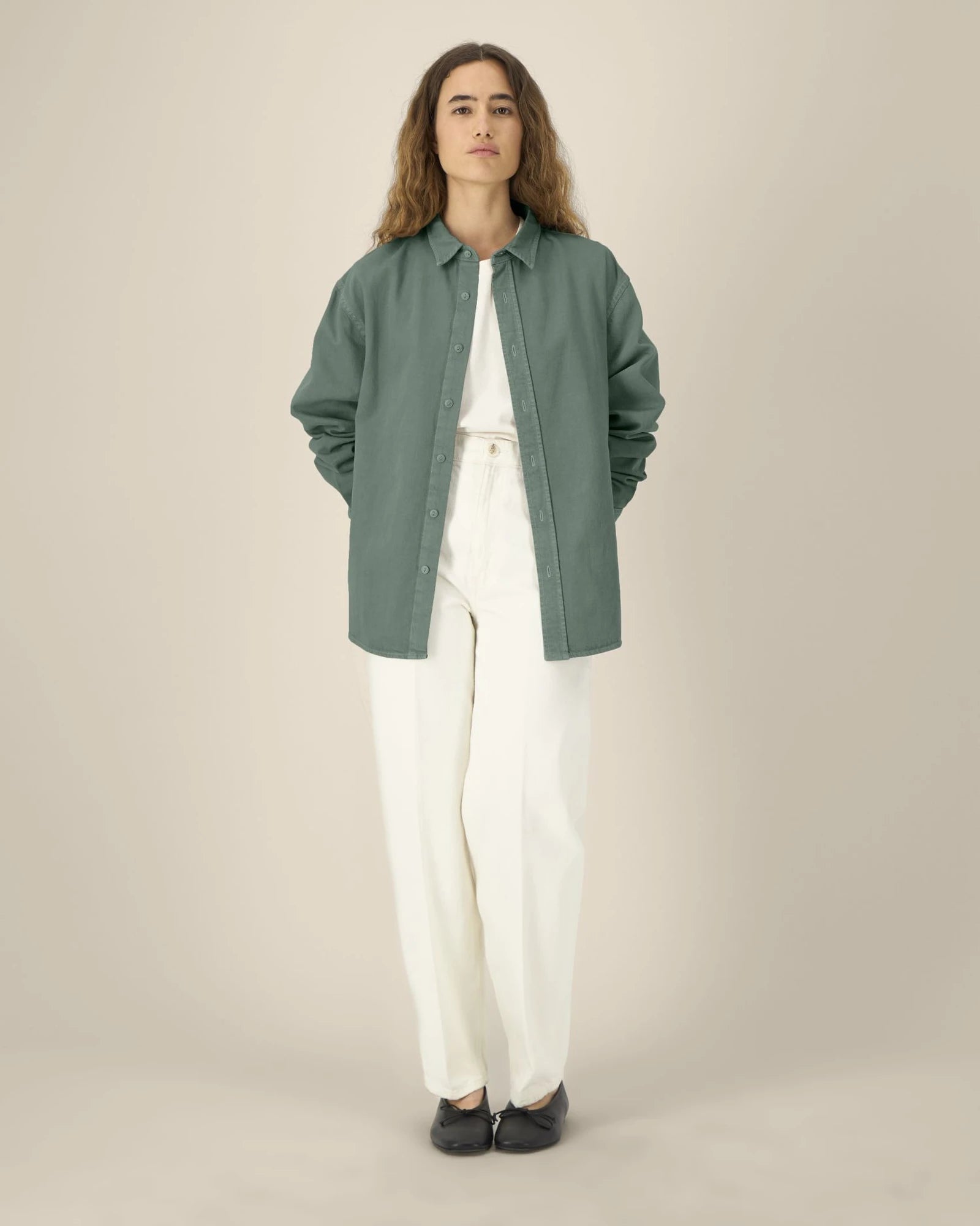 Camicia cotone bio Stanley/Stella Worker da personalizzare - Tinto in capo verde bosco