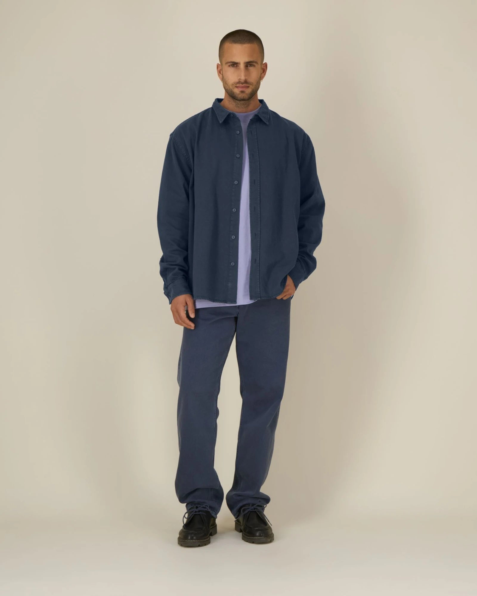 Camicia cotone bio Stanley/Stella Worker da personalizzare - Tinto in capo blu navy