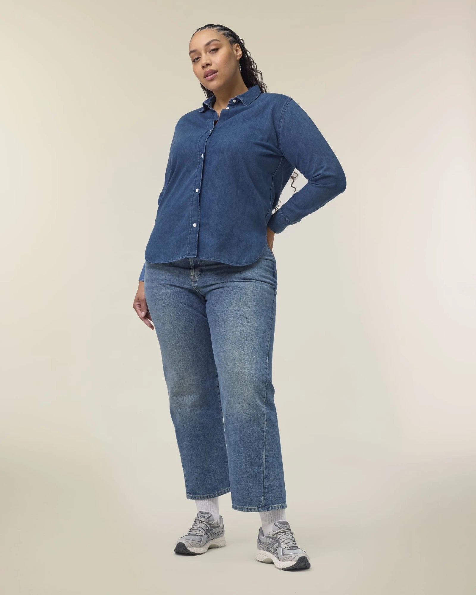Camicia denim cotone bio Stanley/Stella da personalizzare - lavaggio medio