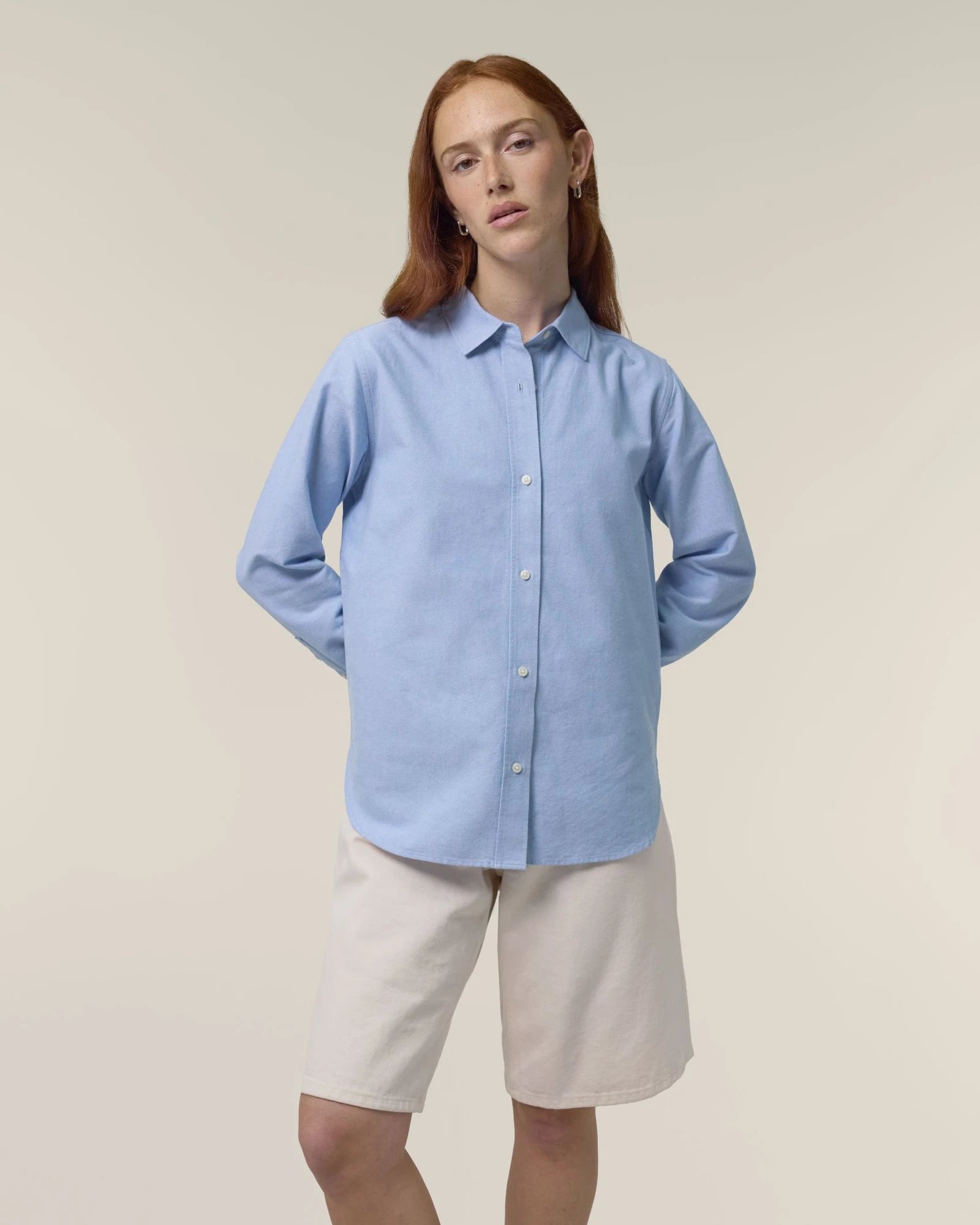 Camicia cotone bio Stanley/Stella Oxford da personalizzare - Blu Oxford
