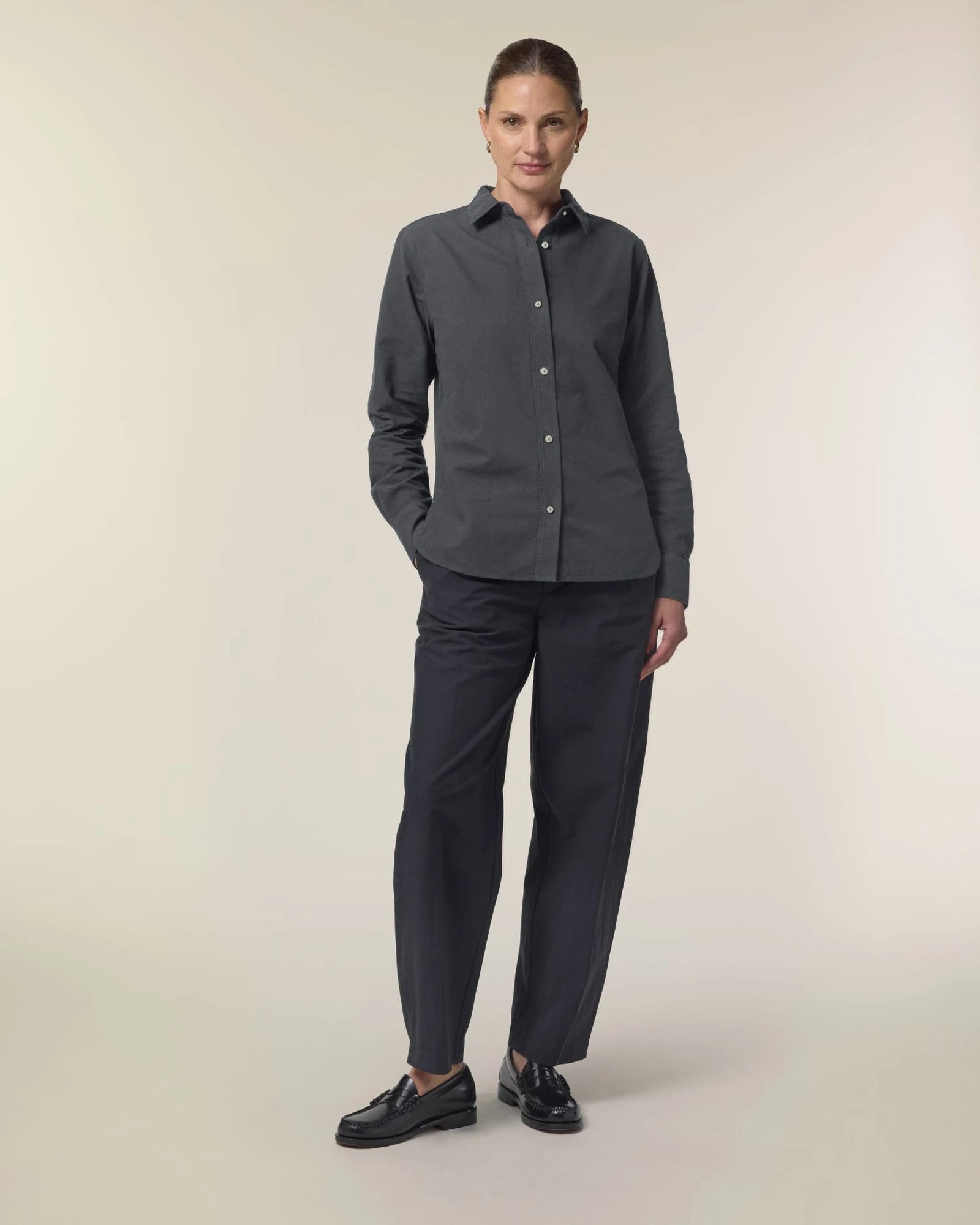 Camicia cotone bio Stanley/Stella Oxford da personalizzare - Antracite