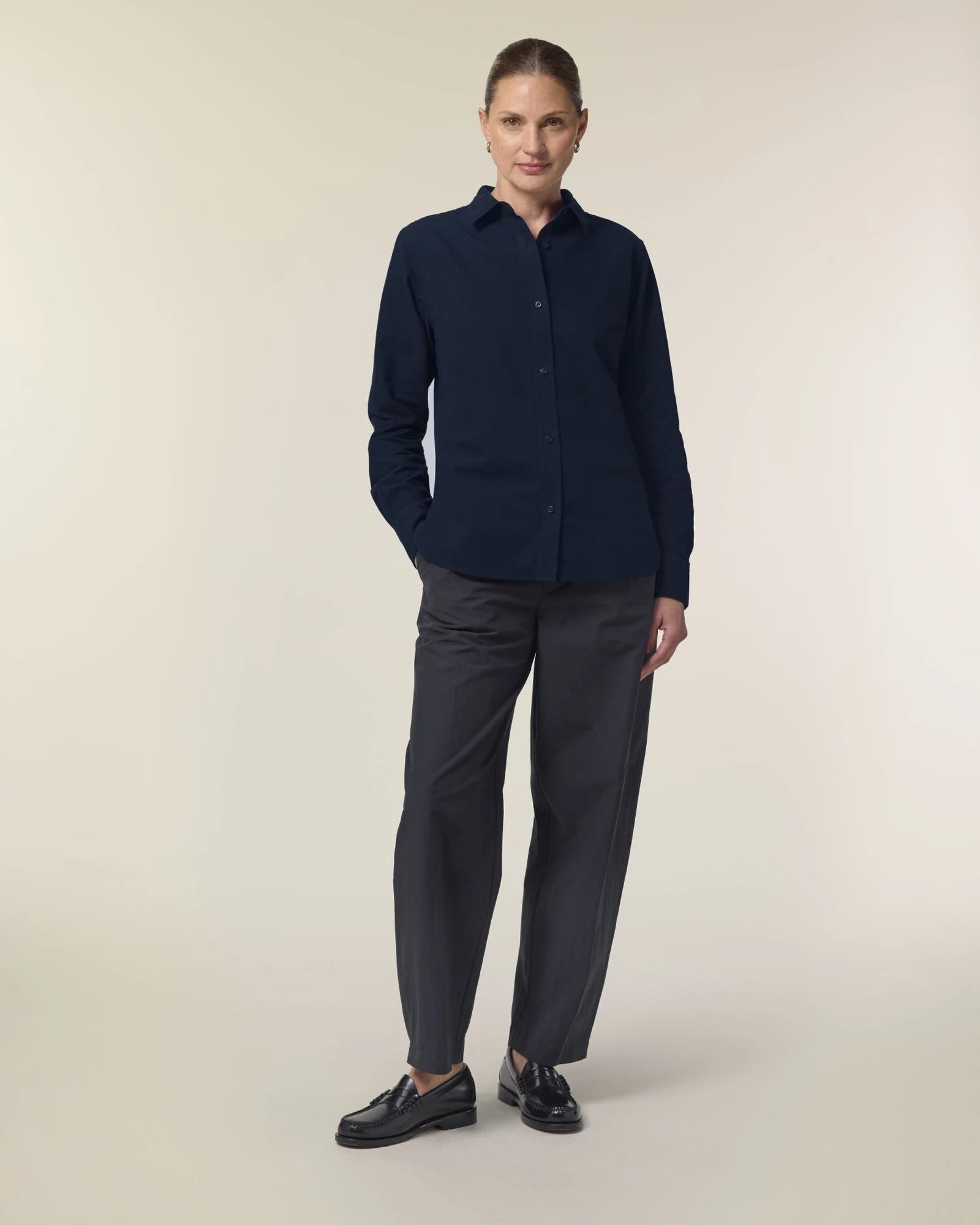 Camicia cotone bio Stanley/Stella Oxford da personalizzare - Blu Navy