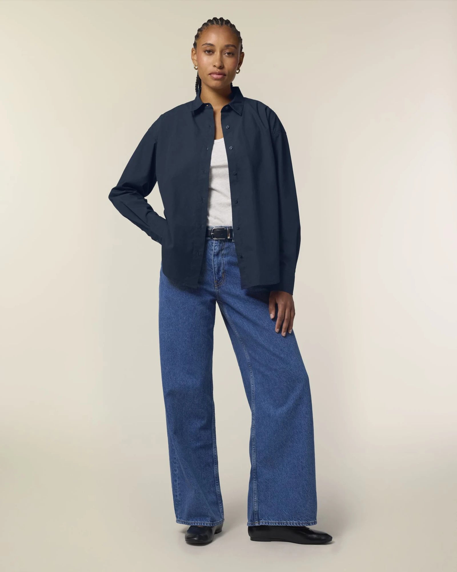 Camicia donna cotone bio Stanley/Stella da personalizzare - Blu Navy
