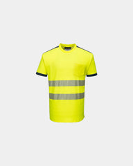 T-shirt alta visibilità cotone 175g/m² da personalizzare - Giallo-Blu Navy