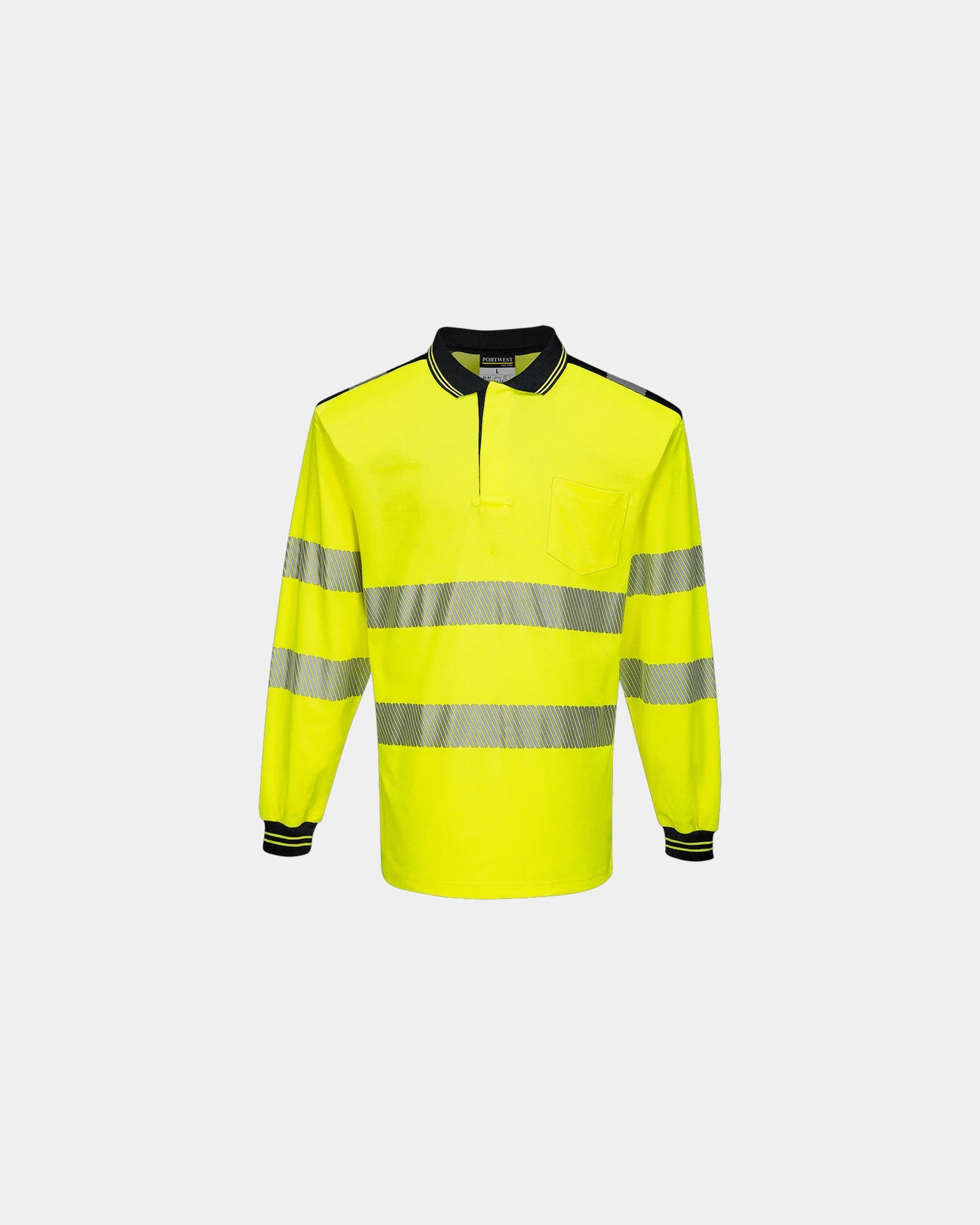 Polo alta visibilità manica lunga da personalizzare - Giallo-Nero