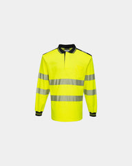 Polo alta visibilità manica lunga da personalizzare - Giallo-Nero