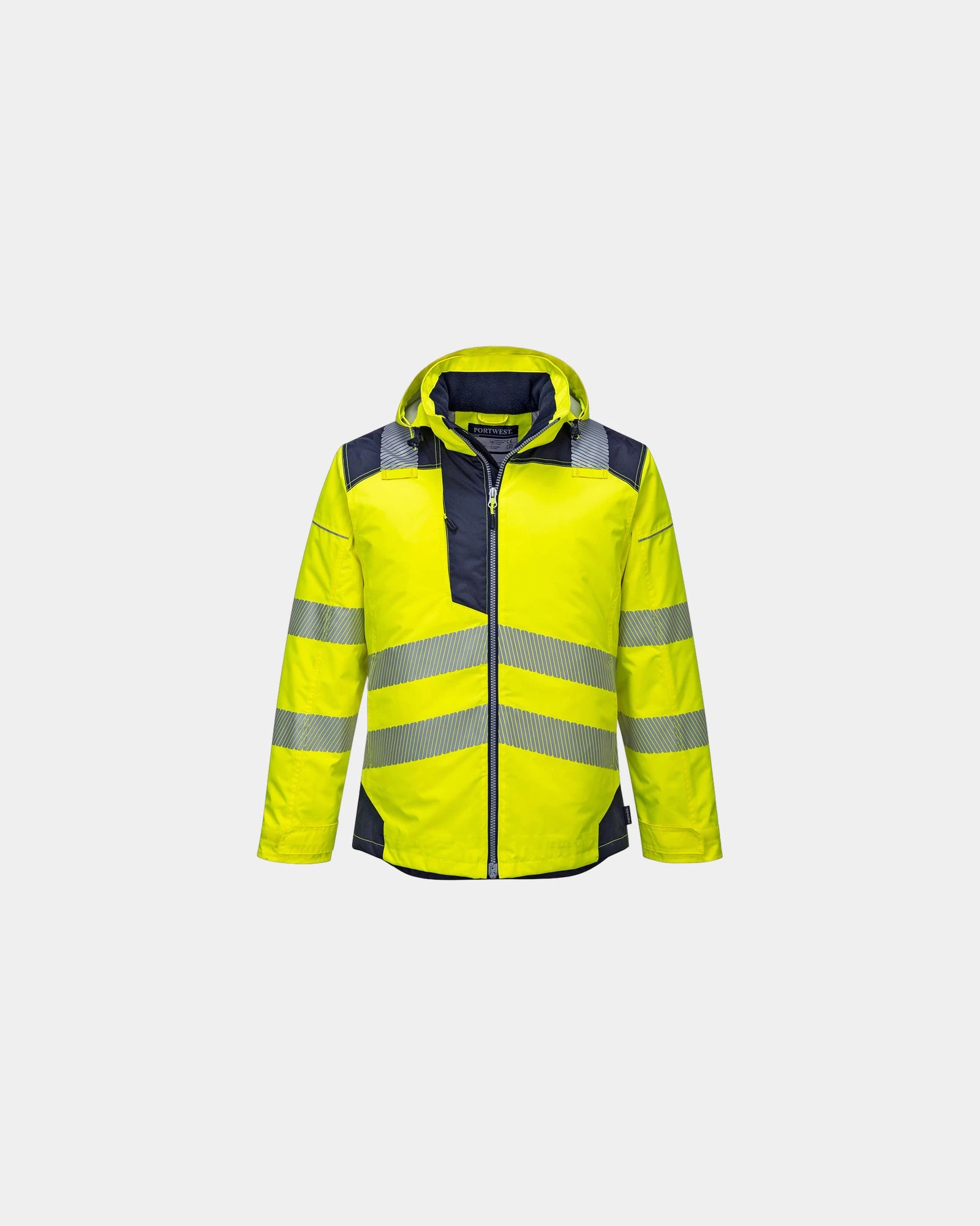 Parka alta visibilità impermeabile PW3 da personalizzare - Giallo-Blu Navy