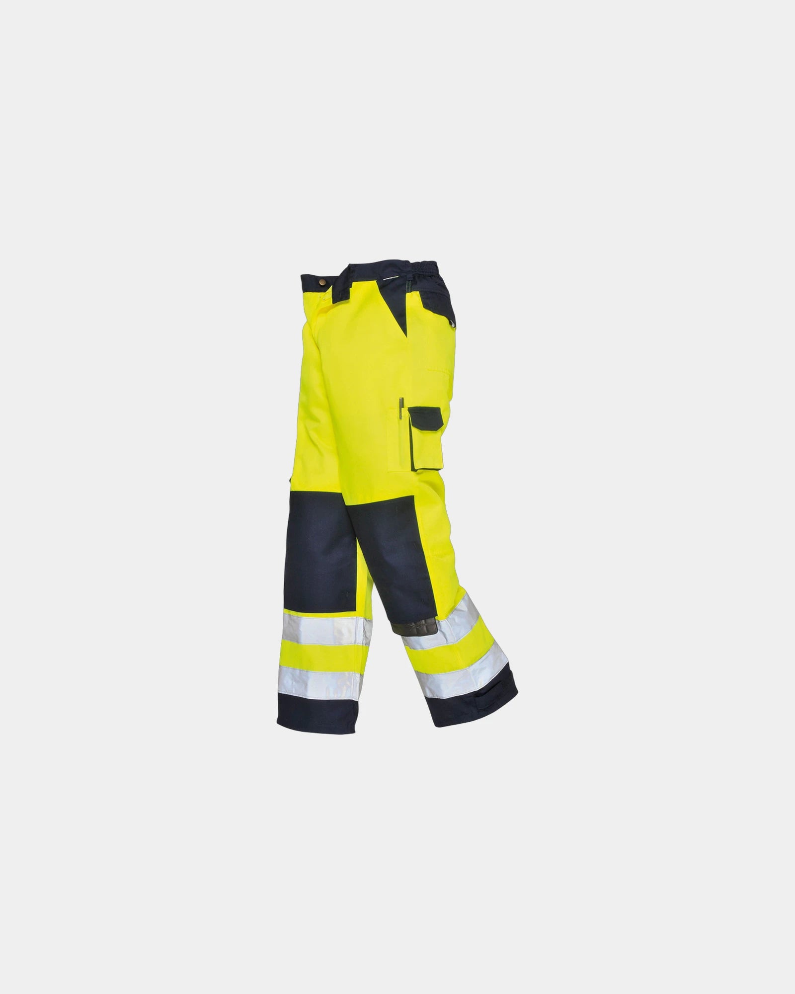 Pantalone alta visibilità multitasche da personalizzare - Giallo-Blu Navy