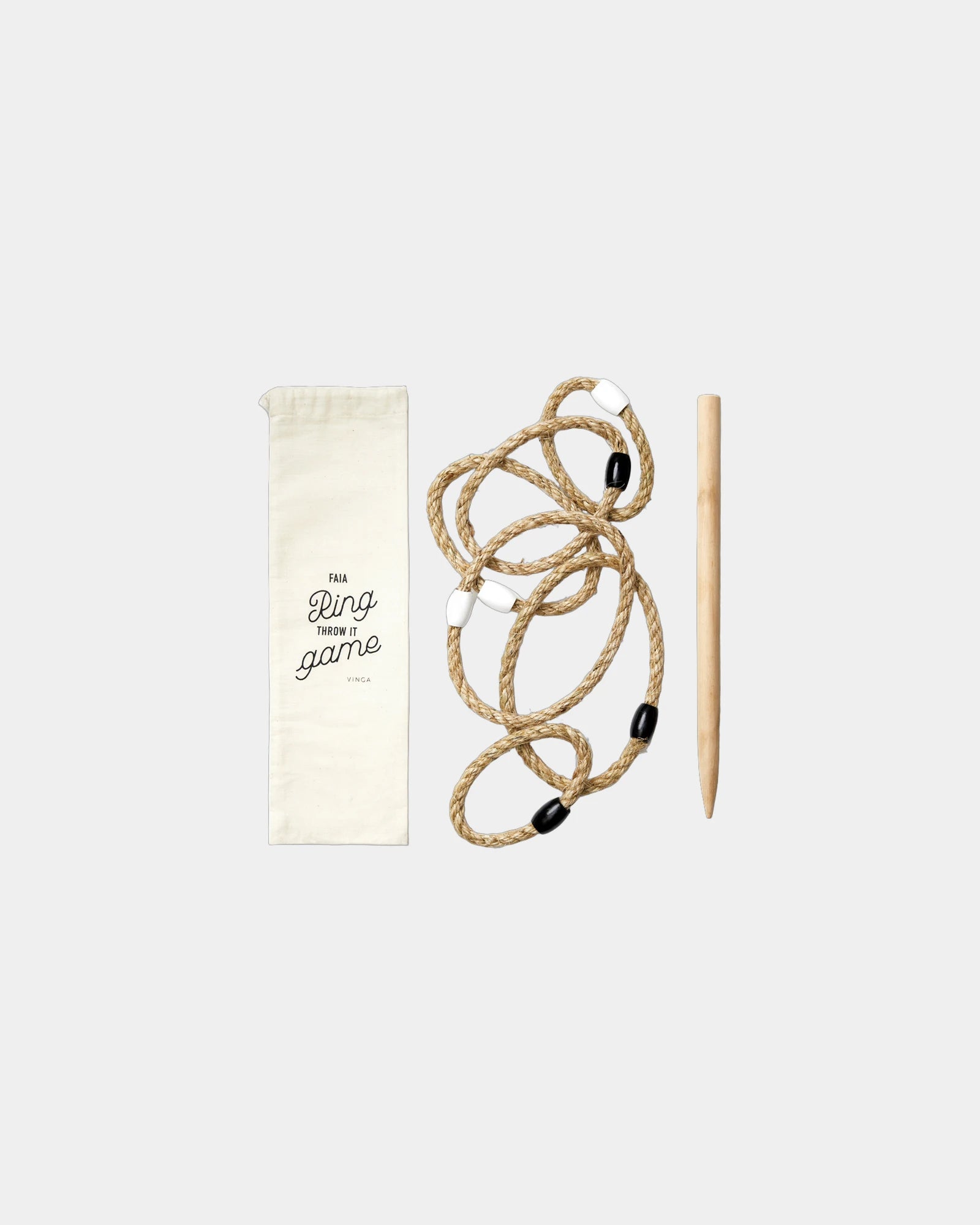 Gioco di anelli legno e cotone Vinga Faia da personalizzare - Marrone